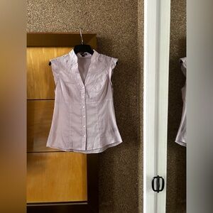 Express Women’s Y2K Vintage Lilac Floral Button Down Short Sleeve Blouse Small